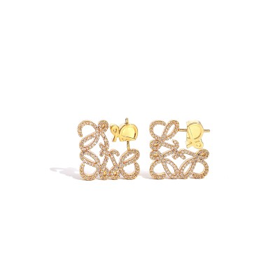 LOEWE FULLY BEJEWELED HOLLOW LUXE STUD EARRINGS 